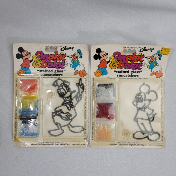 Vtg Makit & Bakit Mickey Mouse Donald Duck Suncatcher Kit - Picture 13 of 13